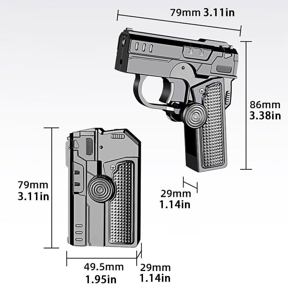 Multi-Functional Foldable Windproof Lighter, Refillable Butane Fuel Creative Shaped, Decompression Loading, Fidget Spinner Gift-Ready Box, Cool Butane Lighter for Men, Home Office(Black)