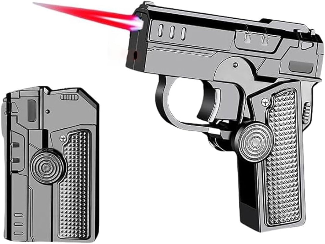 Multi-Functional Foldable Windproof Lighter, Refillable Butane Fuel Creative Shaped, Decompression Loading, Fidget Spinner Gift-Ready Box, Cool Butane Lighter for Men, Home Office(Black)