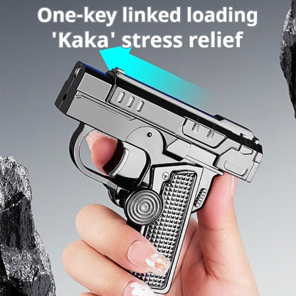 Multi-Functional Foldable Windproof Lighter, Refillable Butane Fuel Creative Shaped, Decompression Loading, Fidget Spinner Gift-Ready Box, Cool Butane Lighter for Men, Home Office(Black)